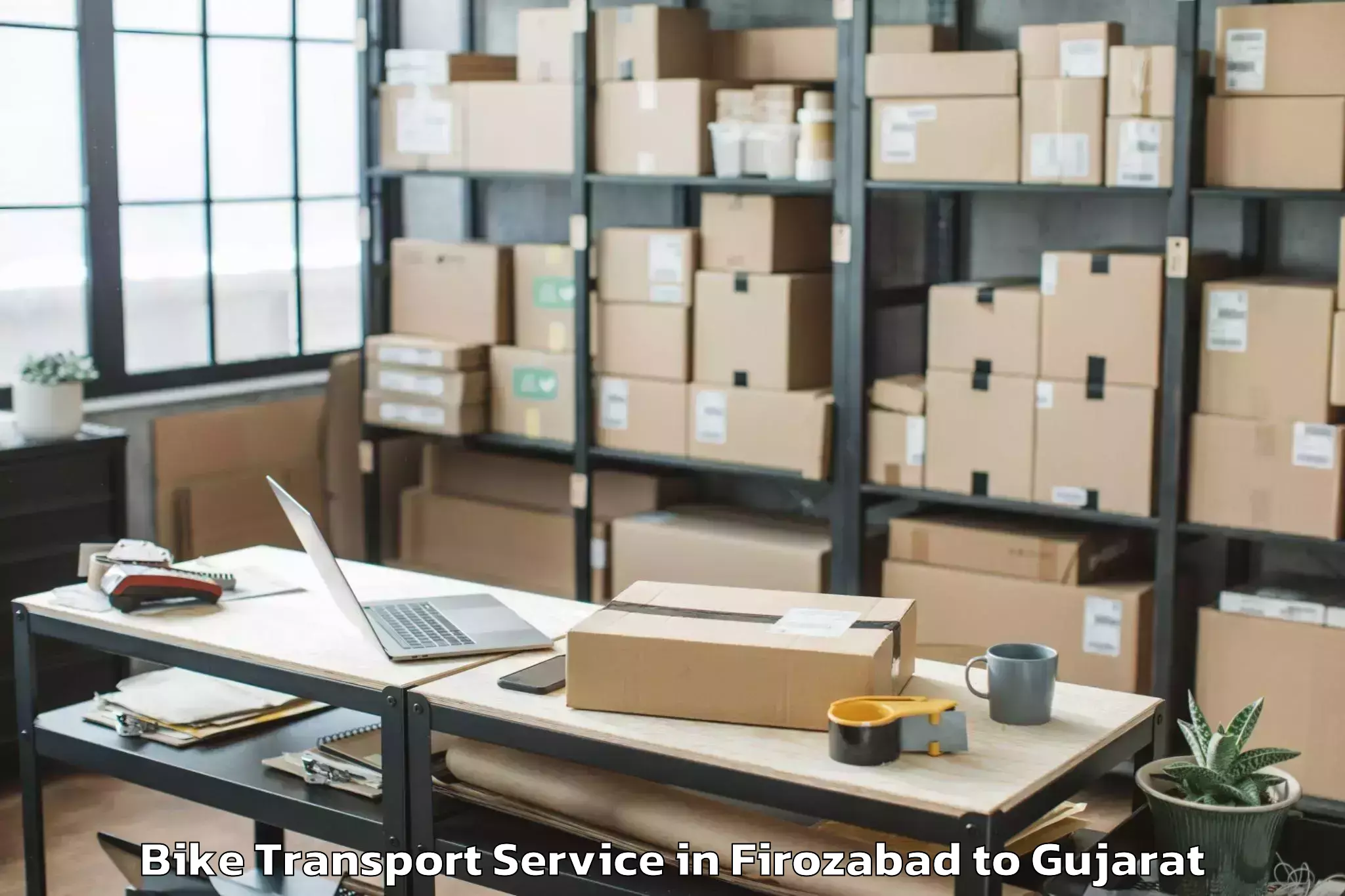 Affordable Firozabad to Waghodia Bike Transport